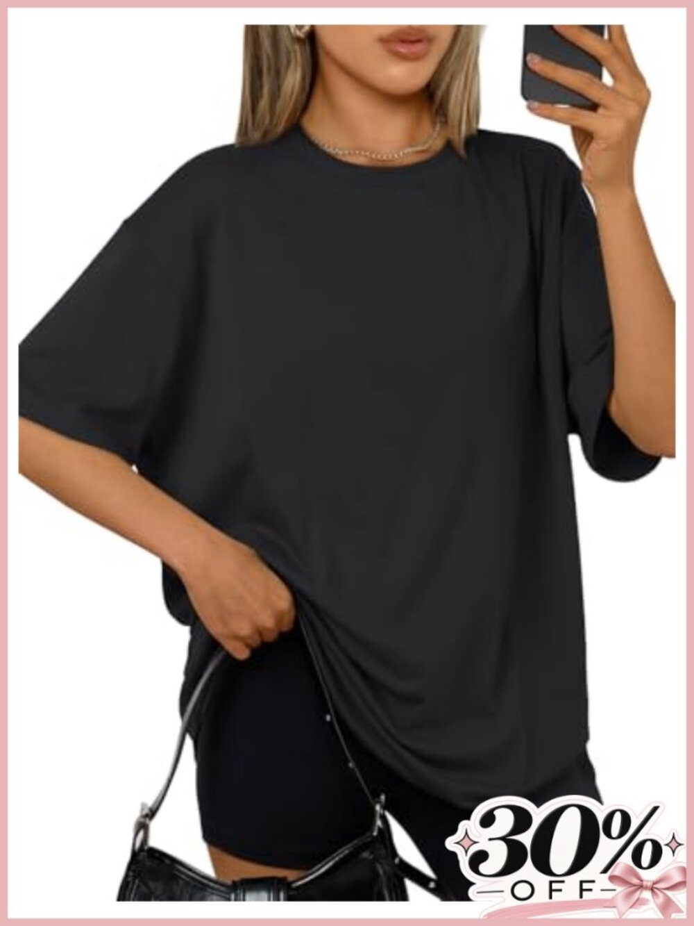 Oversized Crew Neck T-Shirt Drop Shoulder Summer Top 65% Polyester 30% Cotton